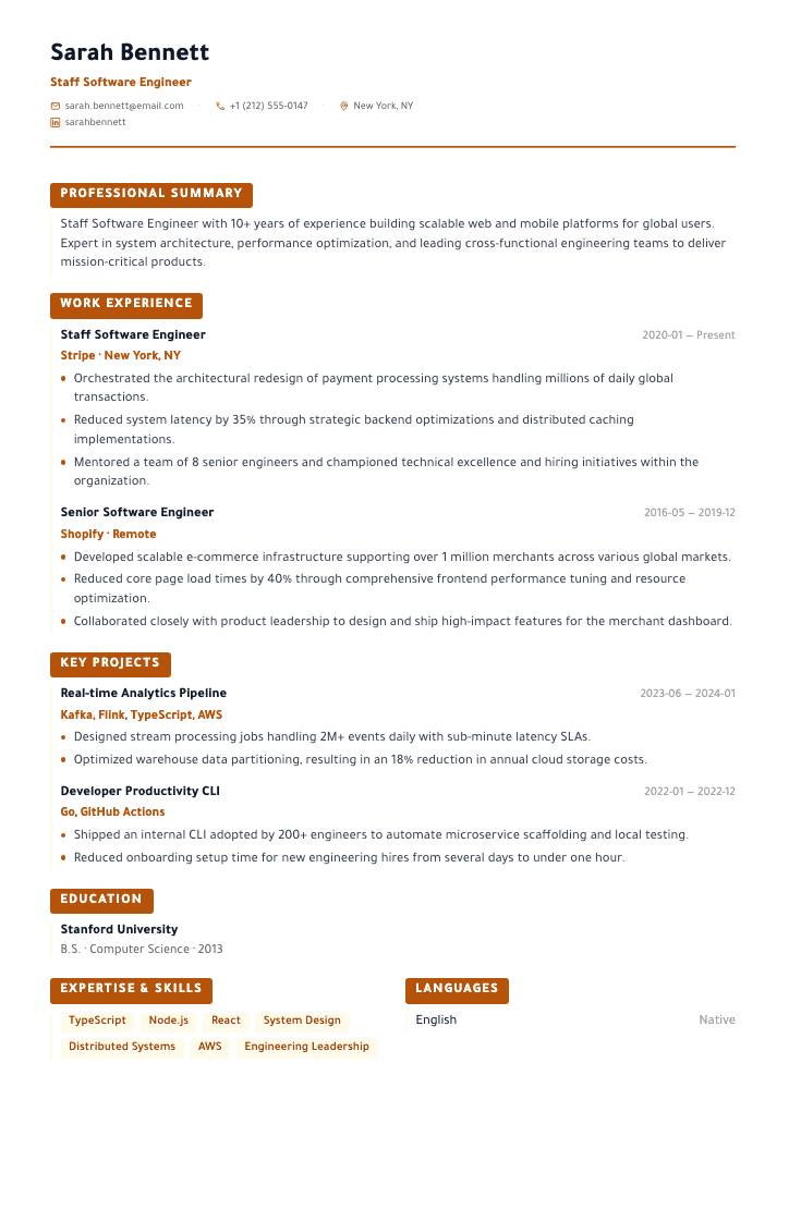 The Cascade template female example