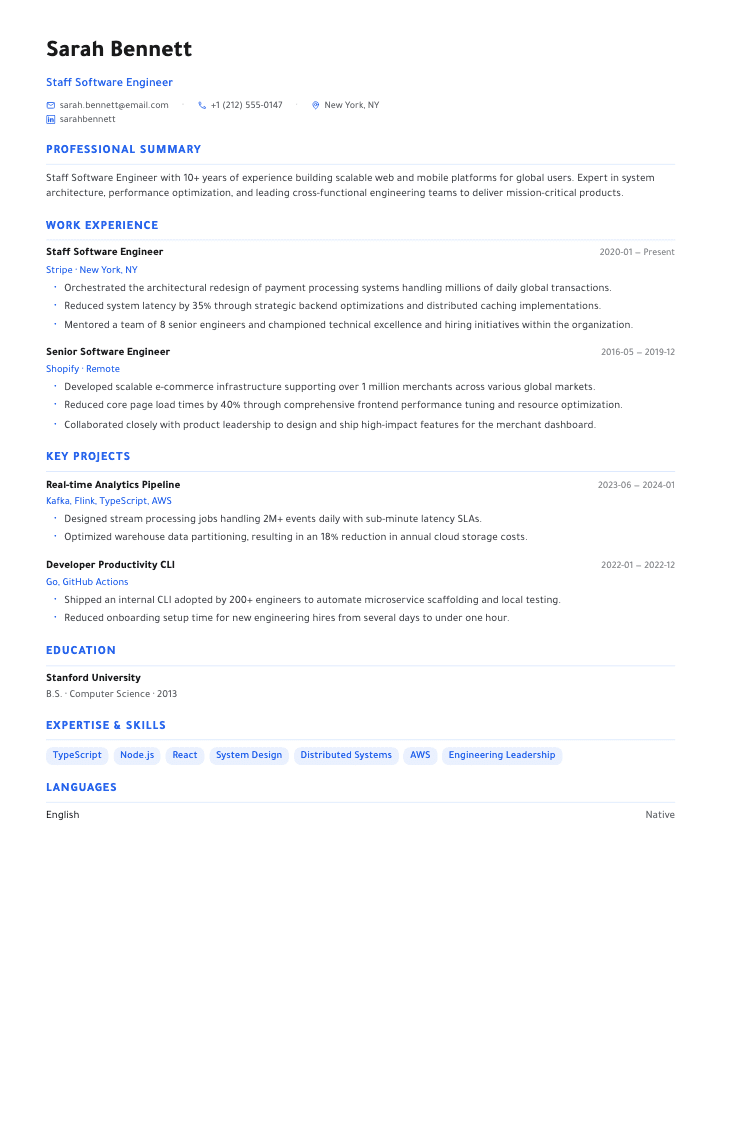The Professional resume example (Female)