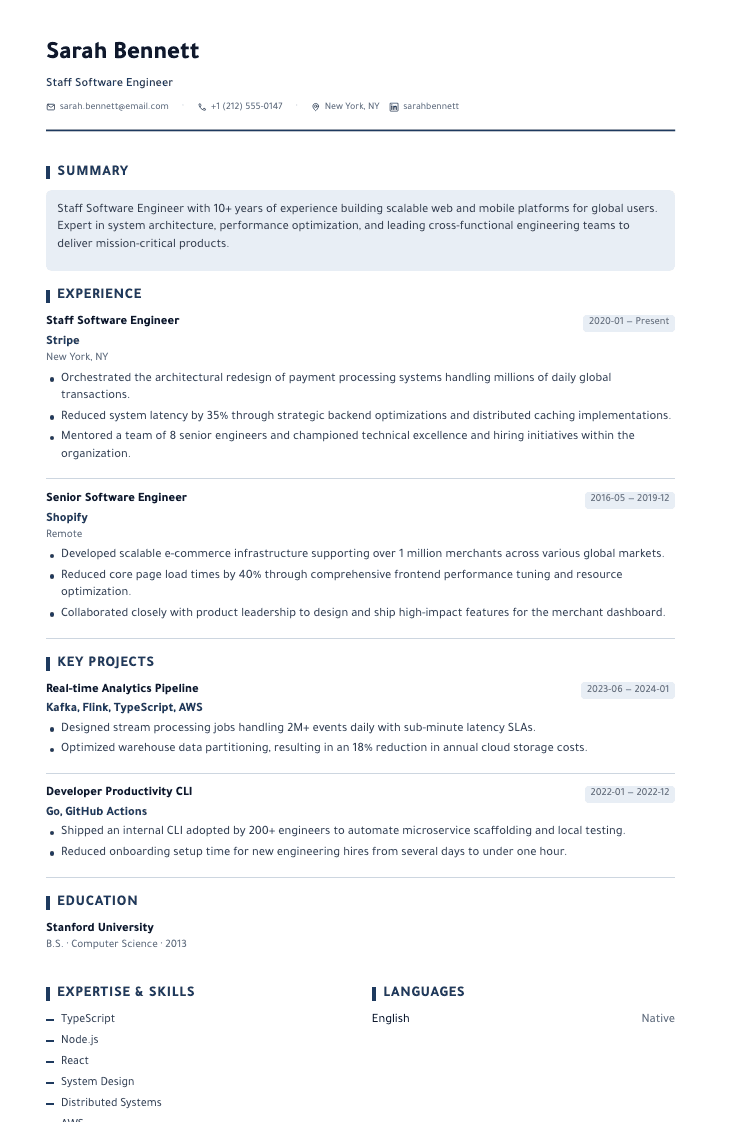 Corporate template female example