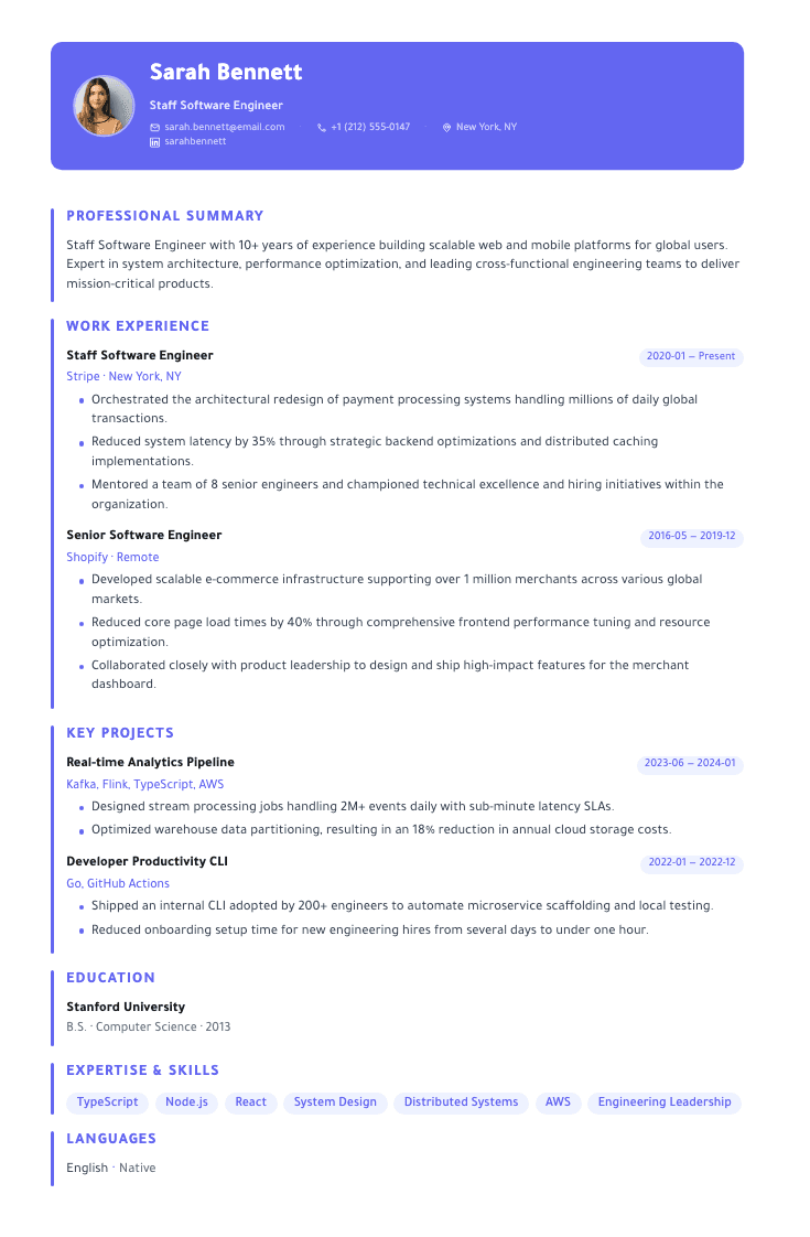 Creative Suite resume example (Female)