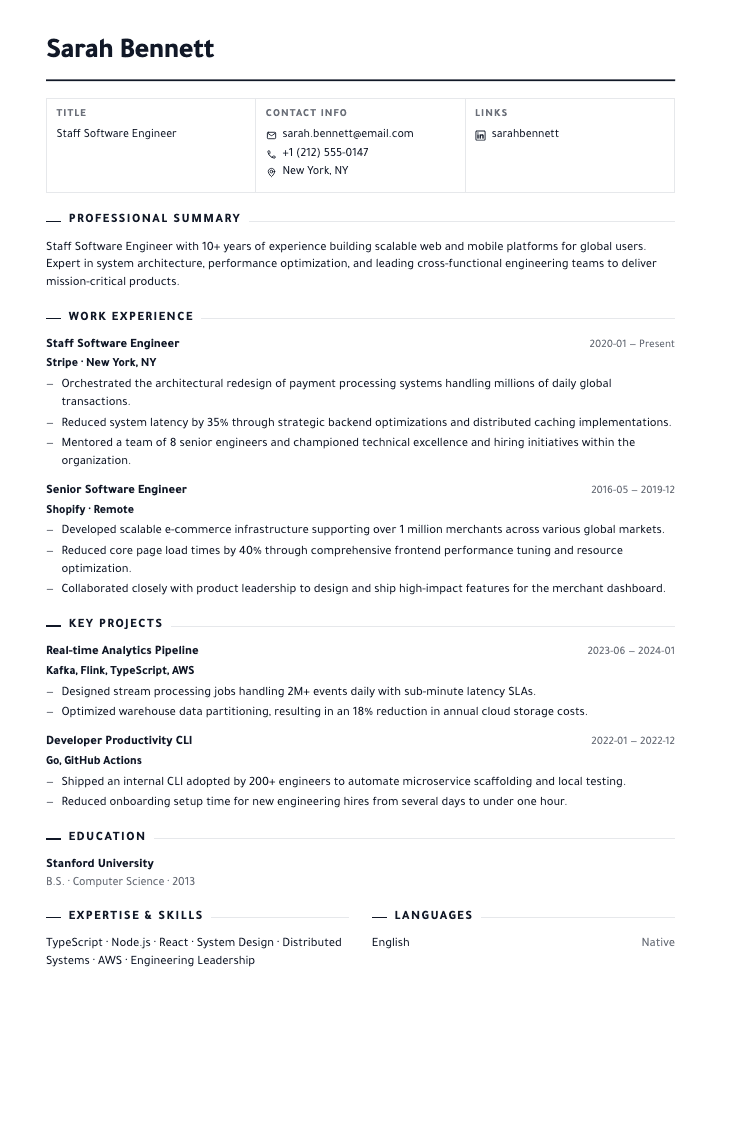 Editorial template female example