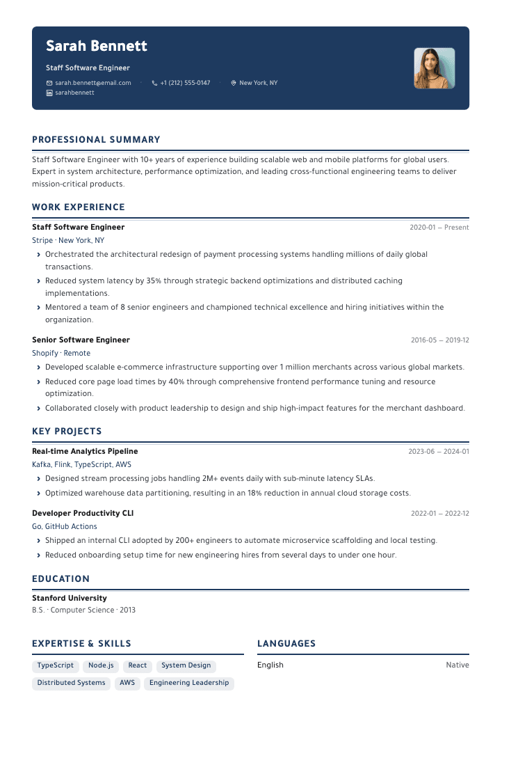 Executive resume example (Female)