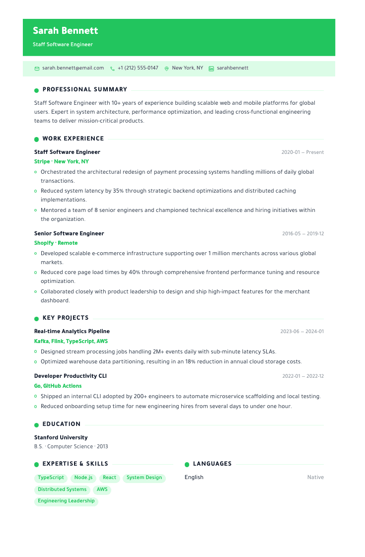 Fresh Start template female example