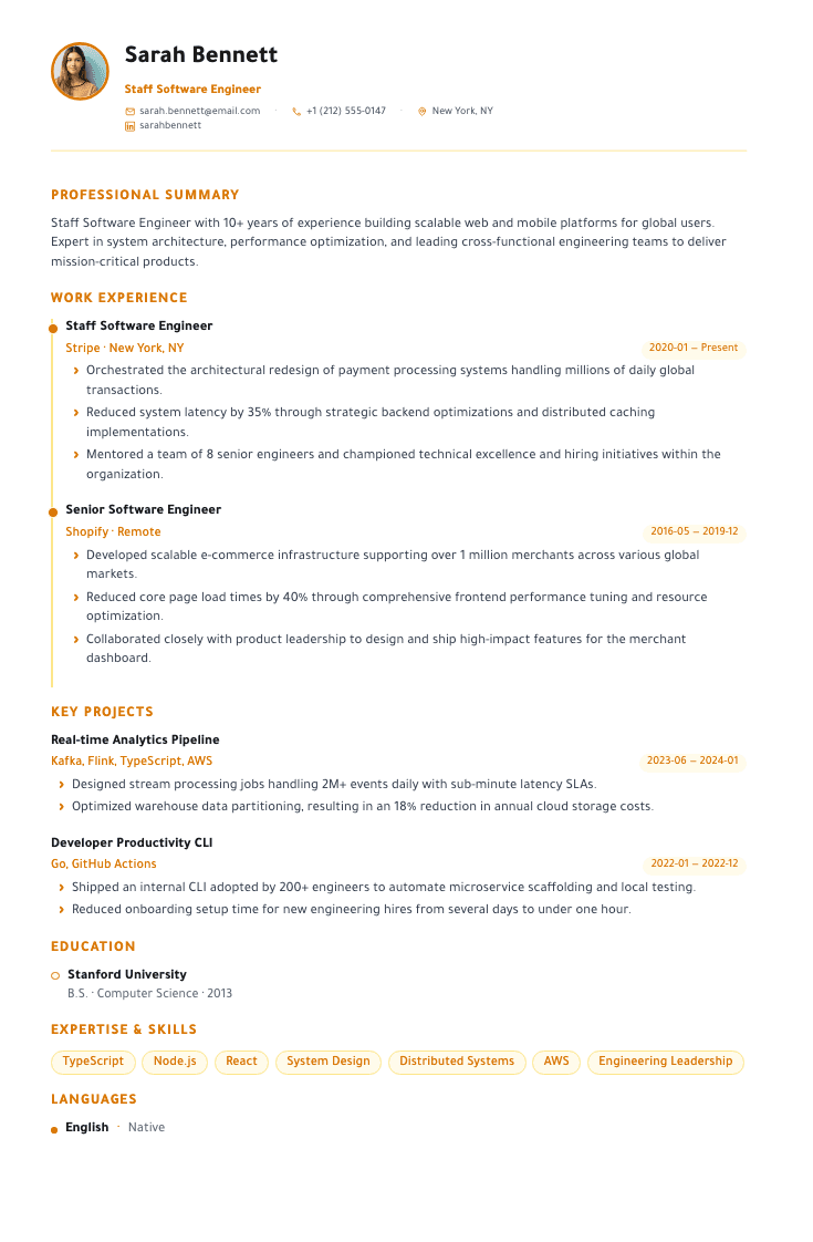 The Timeline template female example