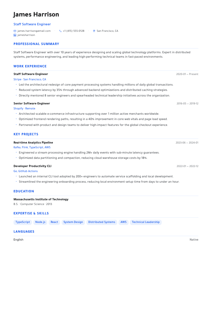 The Professional template male example