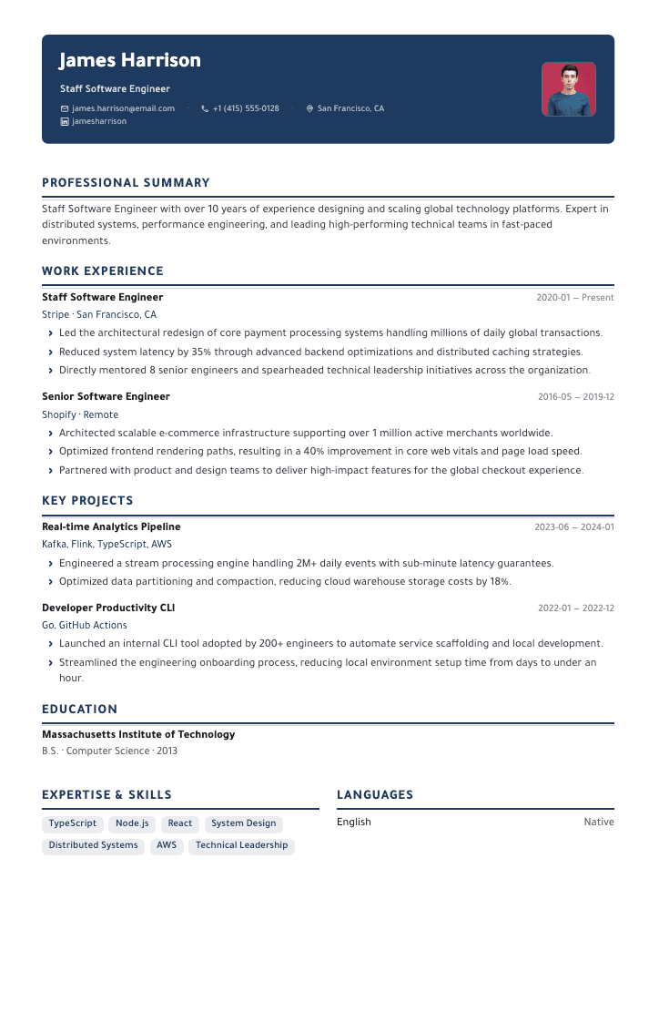 Executive template male example