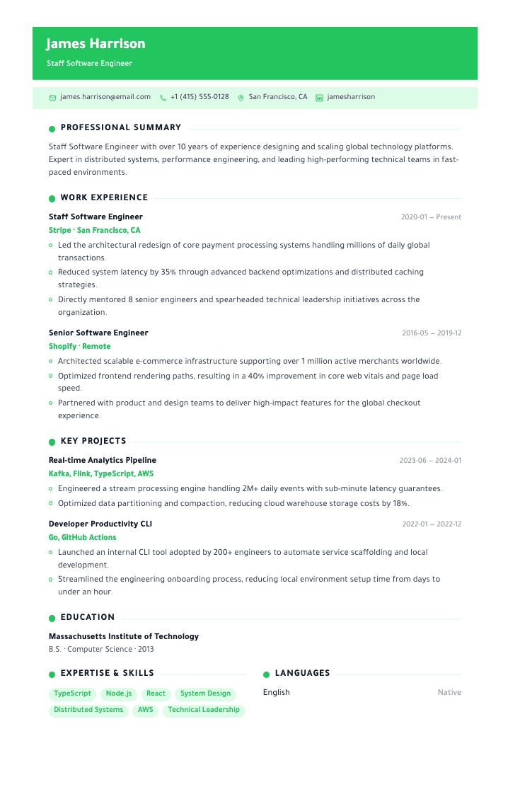 Fresh Start template male example